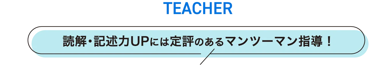 TEACHER 読解・記述力UPには定評のあるマンツーマン指導！