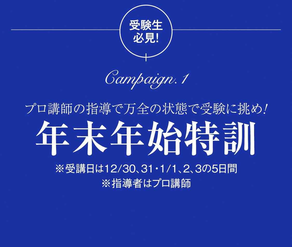プロ講師の指導で万全の状態で受験に挑め!年末年始特訓